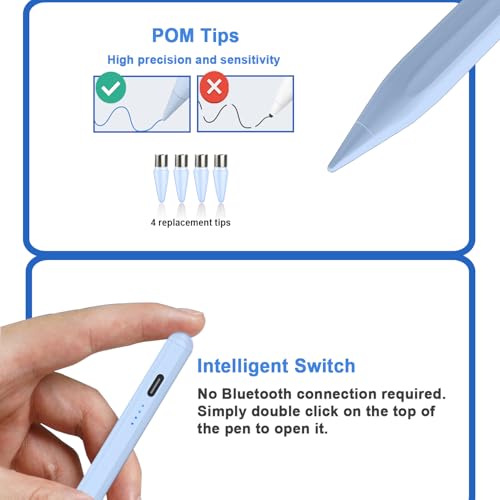 Stylus Pens for Touch Screens Power-Display Tablet Pen POM Tip Magnetic Digital Touch Pen Compatible with iPhone/iPad/iPad Pro/Lenovo/Switch 1/2/Other Smartphone and Tablet Devices (Blue) - color: 2SS-Blue