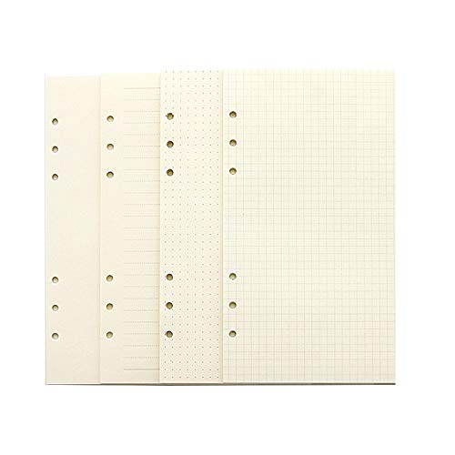 A6 Planner Refill Paper,3.58-x-6.77",100gsm Paper, 80 Sheets(160 Pages),Dot/Line/Grid/Blank Designs Included, for 6 Holes Filofax, 6 Holes Binders(Harphia,SCB-816-A6) - color: 80 Sheet, size: A6