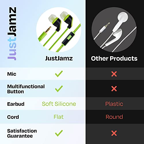 JustJamz 30x Multipack | Bulk Earbuds with Microphone, for Schools, Classroom, Libraries, Museums, etc., Wired in-Ear Earphones with Mic for Kids, Teenagers & Adults, Affordable Bulk Headphones