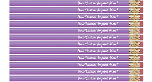 Express Pencils Personalized Pencils Round Custom Imprinted with your Name - Text - Logo - Message- 12 pkg FREE PERSONALIZATION Great Gift Idea (Lilac) - color: Lilac