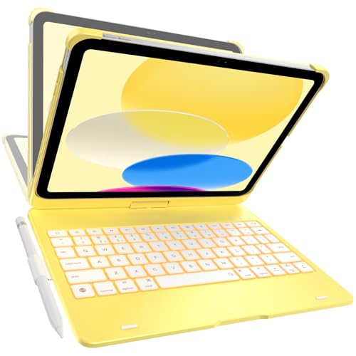 typecase Flexbook iPad A16 11th & 10th Gen Keyboard Case, Yellow | Fits iPad A16 11-inch 2025 & 10th Gen 10.9-inch 2022; trackpad-free typing, long battery, 360° hinge, 11-color backlit - color: Yellow