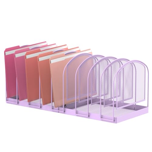 SUPEASY File Organizer 9-Section Mesh Desk Organizer, Upright File Organizer Desktop Organizer File Sorter, File Folder Holder for Office Supplies, Purple - color: Purple, size: 9 Section