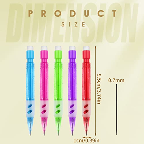 cobee® 12 Pcs Mini Mechanical Pencils 0.7 mm Automatic Pencils with Erasers Small Pencil with Silicone Handguard for Writing Drawing Sketching