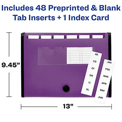 Avery Expanding File Folder Organizer, 7-Pocket Accordion File Organizer, Plum, Holds 425 Letter/A4-Size Sheets (73552) (Pack of 8) - size: 7 Pockets (Pack of 8)