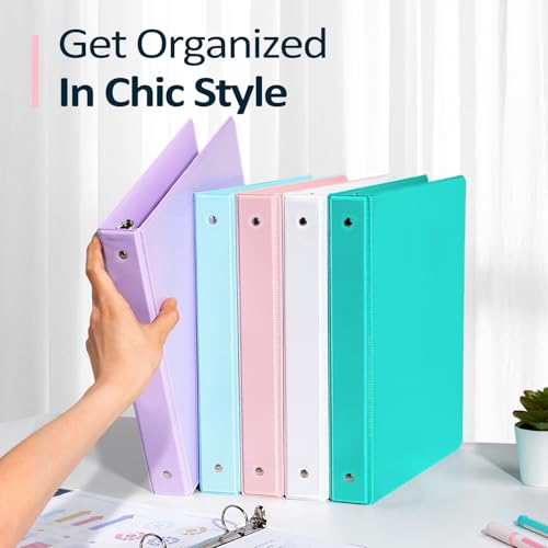 BinderX Extra Durable 1.5 Ring Binder, Round Ring 1.5 Inch Binders, Fits 325 Sheets of 8.5x11 Paper, Customizable View Cover with Inside Pockets, Cute 1.5" Binder, School Supplies for Girls, Aqua Blue - color: Aqua Blue, size: 1.5 inch