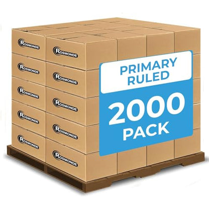 Rosmonde 2000 Pack Composition Notebooks Bulk, Primary Ruled Bulk, Assorted | Full Pallet of Composition Notebooks, 200 Pages (100 Sheets), 9-3/4 x 7-1/2, Bulk Notebooks for Grades K-2, 4-7 Days Transit - size: 2000 Pack | Full Pallet
