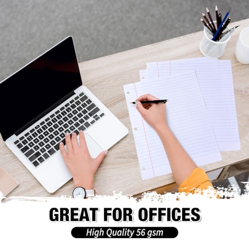 Fulmoon 12 Pcs 8" x 10-1/2" Wide Ruled Loose Leaf Paper 3 Hole Punched Notebook Paper 100 Sheets Per Pack, 56 Gsm, Filler Paper for Adults Students Binder College School - size: Wide Ruled