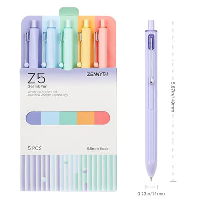 Ddaowanx Gel Pens,5Pcs Fine Point Smooth Writing Pens with Textured Silicone Pen Sleeve into a Sensory ADHD Tool,0.5mm Quick Dry Black Ink for Journaling,Writing,Note Taking,Office&School Supplies - color: Candy