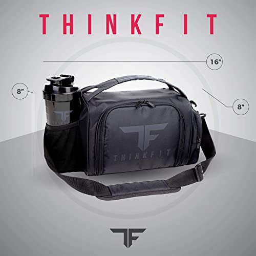 Insulated Meal Prep Lunch Box with 6 Containers, 2 Ice Packs, Purple | Leak-Proof BPA-Free Containers, Shaker Cup, Pill Organizer, Microwave and Freezer Safe, for Work and Gym, ThinkFit - color: Purple