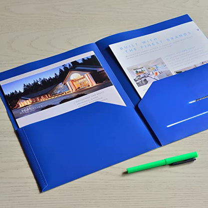 Youngever 6 Pack Heavy Duty Plastic Two Pocket Folders, Heavy Duty Plastic 2 Pocket Folder (Dark Blue) - color: Dark Blue
