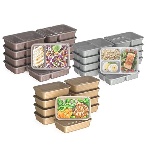 Bentgo Prep 60-Piece Meal Prep Kit - Reusable PFAS & BPA-Free Food Containers, 1-Compartment, 2-Compartment, & 3-Compartments - Microwave, Freezer, & Dishwasher Safe (Gleam Metallics) - color: Gleam Metallics