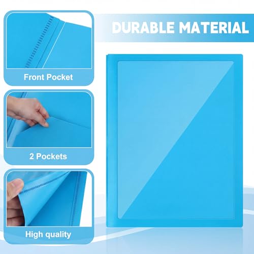 Teling 24pcs Heavy Duty Plastic Folders with Front Clear Pocket, 3 Prongs and 2 Pockets, Fit Letter-Size Paper Folders with Card Slot, for School Office Supplies Back to School Gifts (Sky Blue) - color: Sky Blue