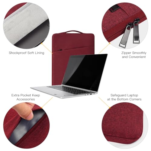 14 Inch Laptop Sleeve Case for HP Acer Chromebook/Stream/Pavilion Plus 14, Lenovo IdeaPad/ThinkPad, ASUS Vivobook Go, Dell Latitude Computer Bag, Wine Red - color: Wine Red, size: 14 Inch