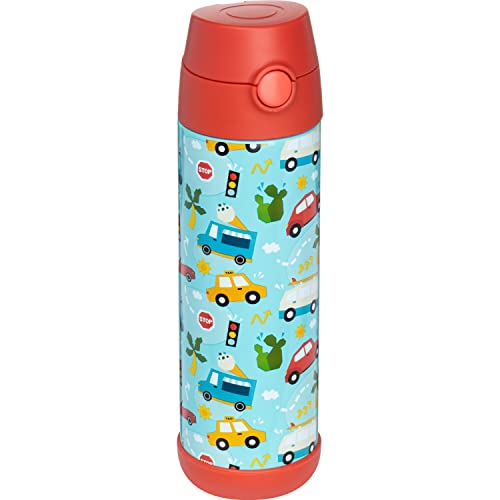 Snug Insulated Kids Water Bottle with Straw & Spout – Double-Wall Stainless Steel, Leakproof, Easy-Flip Lid – For School, Travel, Toddlers & Big Kids - Cars, 17oz - color: Cars, size: 16.9 Ounces