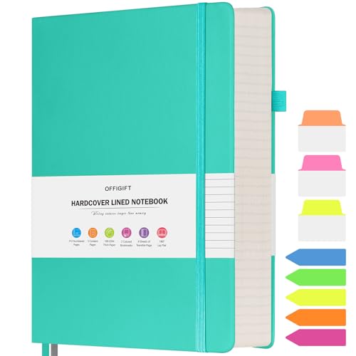 College Ruled Notebook A5, 312 Numbered Pages Diary, Lined Leather Journal | Extra-Thick with 2X Writing Space, 100gsm No Bleed Paper, Hardcover, Lay-Flat, for Work, School, Meeting Notes & Journaling - color: Peacock Blue, size: A5