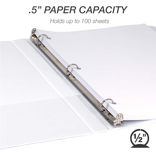 Samsill Economy 0.5 Inch 3 Ring Binder Bulk Pallet, Round Ring Binder, Customizable Clear View Cover, White, Pallet of 768 Binders in 32 Cartons - color: White, size: Pallet, style: 0.5-Inch