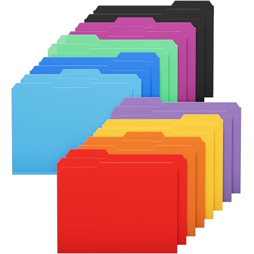 KTRIO 18 Pack Plastic File Folders, Letter Size, Erasable Tabs, 9 Colors | Water-Resistant PP, Expandable Capacity, 1/3-Cut Erasable Tabs, Letter Size Fit, Office School Home - color: Vibrant Colors, style: 18 Pack