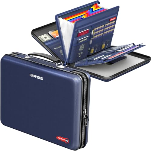 Fireproof Document Organizer, Fireproof Document Box | Portable Hard-Shell Fireproof Document Organizer Storage for Documents Laptop Passports Cards Blue - color: Blue, size: 15.5" x 11.5" x 2"