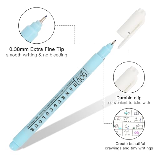 HANKU 20 Pack Bible Highlighters and Pens No Bleed Through for Bible Study | 12 Pastel Highlighters & 8-Color 0.38mm Fine Point Pen, Quick Dry, No Bleed, Bible Study Journaling School Office Supplies - color: 8 Fineliners + 12 Highlighters