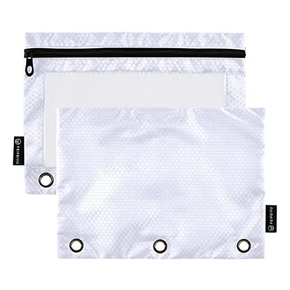 Binder Pouches,Lavender Pencil Pouch for 3 Ring Binder 2 Pack Clear Pencil Bag with Zipper for Office School Supplies - color: Lavender