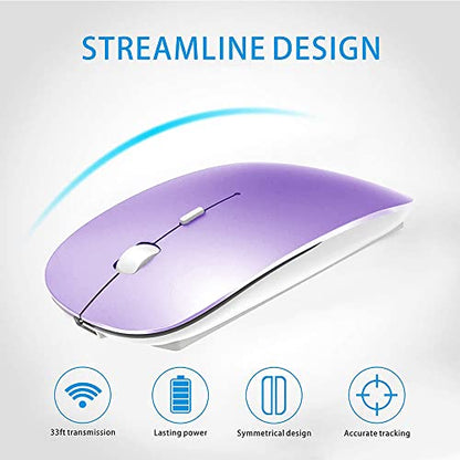 KLO Bluetooth Mouse for MacBook/Laptop/Notebook/pc/iPad/Chromebook, Wireless Mouse for MacBook Pro/AIR (Purple) - color: Purple