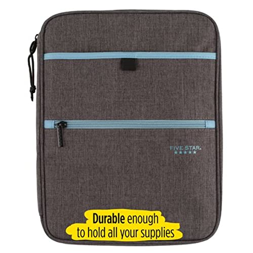 Five Star Zipper Binder, 1 Inch 3-Ring Binder with Round Rings, Carry-All with Pockets and 4-Tab Dividers, 375 Sheet Capacity, Gray/Mint (29092BH0) - color: Gray/Mint