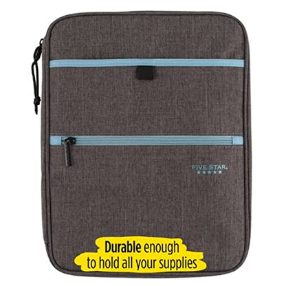 Five Star Zipper Binder, 1 Inch 3-Ring Binder with Round Rings, Carry-All with Pockets and 4-Tab Dividers, 375 Sheet Capacity, Gray/Mint (29092BH0) - color: Gray/Mint