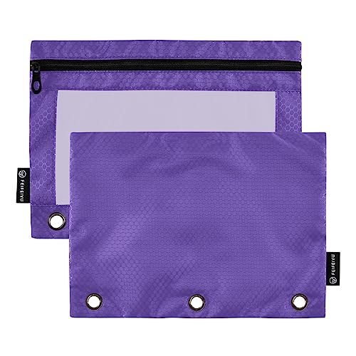 MCHIVER Dark Purple Pencil Pouch for 3 Ring Binder Pencil Pouches with Zippers Clear Window Binder Pockets Pencil Bags for Work Daily Organzier Office 2 Packs - color: Dark Purple