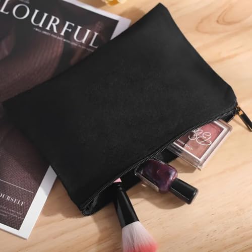 15PCS Blank DIY Canvas Zipper Bags Pencil Pouch Makeup Bags Bulk，6.9×9Inch Large-Capacity Multi-Purpose Toiletry Bag Pencil Case Portable Travel Storage Bag - color: 15pcs Black