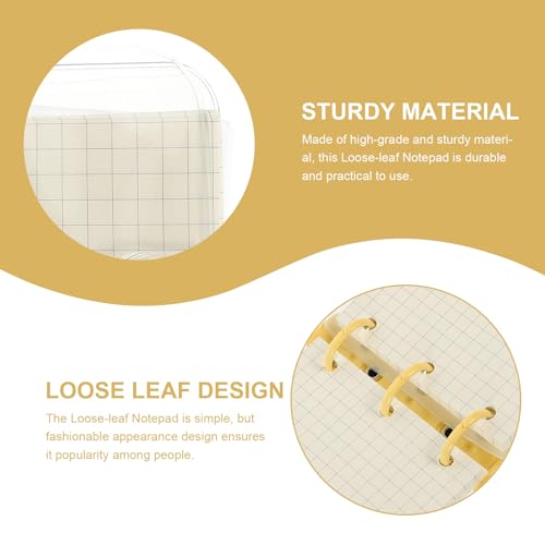 OFFSCH Cover Mini 3-ring Loose-leaf Notebook, Small Portable Binder with Yellow Clips, Multi-function Pocket Notepad for Students and Journaling
