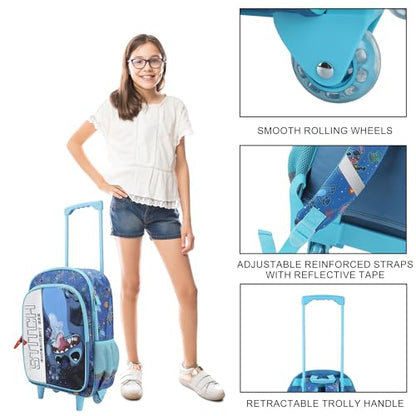 Disney's Stitch 16" Rolling Travel Backpack With Wheels And A Keychain - color: Disney’s Stitch Rolling Blue