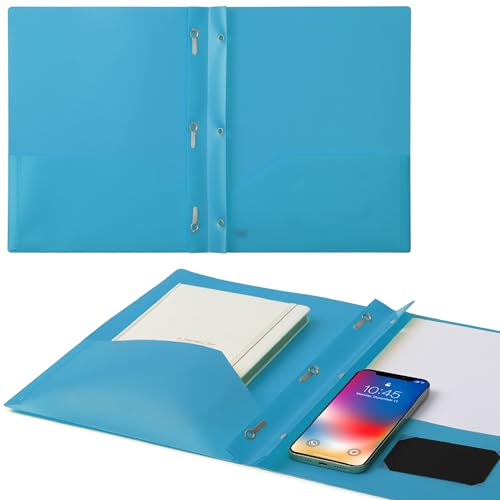 Mr. Pen- Plastic Folders with Pockets and Prongs, 5 Pack, Letter Size | Pocket Folders, Folders with Prongs, File Folders with Fasteners, 2 Pocket Folder, Folder with Pockets - color: Blue, size: 5 Pack