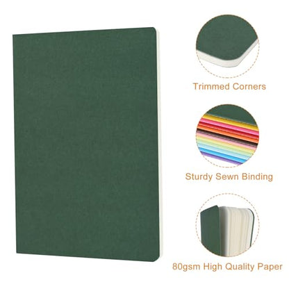 ZCZN 24 Pack Colorful Blank Notebooks Bulk, A5 Journals with 12 Colors, 60 Pages/30 Sheets, 8.3x5.5 Inch, Plain Paper, Travel Writing Journal Notebooks for Work & School