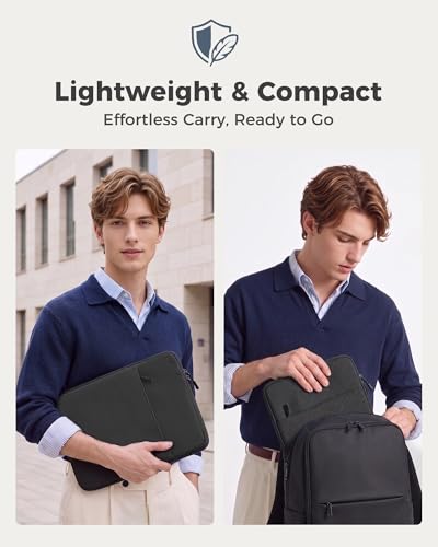 ProCase Laptop Sleeve 14" for MacBook Pro 14 Inch M5/M4/M3/M2/M1 2026-2021 | Slim Travel Sleeve with Soft Plush Lining & Large Front Pocket, Water-Resistant, Also Fit 14" HP Dell Lenovo ASUS Acer - color: Black, size: 14-inch