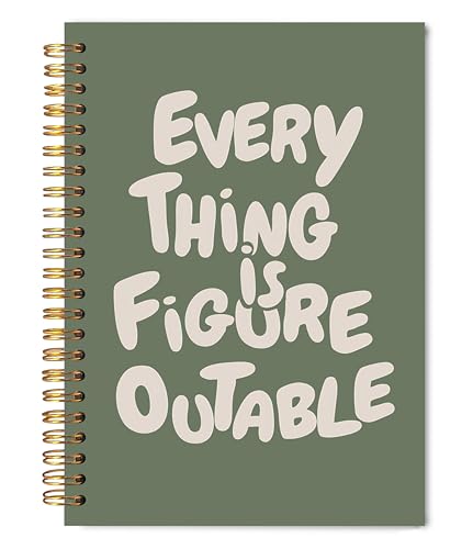 Welshower Everything Is Figureoutable Inspirational Spiral Notebook Journal, Sage Green Positive Affirmation Journal for Women, Motivational Quote Notebook, 5.5x8.3 Inch - color: Inspirational Notebook 08