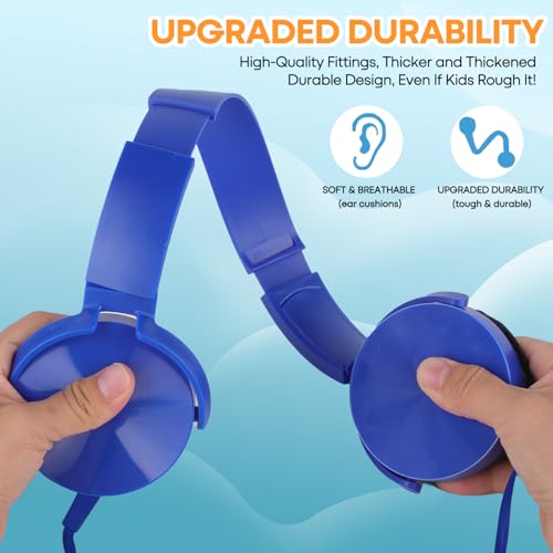 Kids Headphones Bulk 5 Pack for School Classroom K-12, Wholesale Class Set Durable Earphones for Students Children Toddler Teens Boys Girls and Adult (HY450, 5 Mixed) - size: 5 Pack