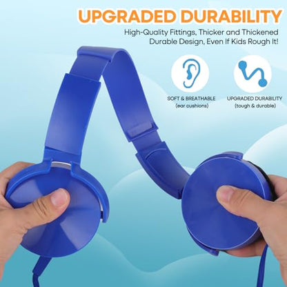 Kids Headphones Bulk 5 Pack for School Classroom K-12, Wholesale Class Set Durable Earphones for Students Children Toddler Teens Boys Girls and Adult (HY450, 5 Mixed) - size: 5 Pack