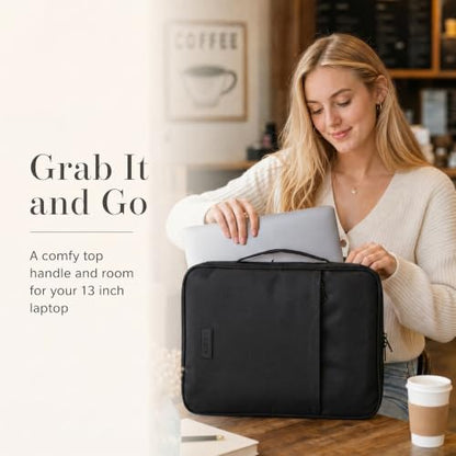 Sturdy 3 Ring Zipper Binder with Strap for School - Beautiful 1 Inch Zip Up Binder with 5-Tab Dividers Holds 420 Sheets, Books & Laptop - Easy to Carry Trapper Keeper Made of Premium Fabrics - color: Black