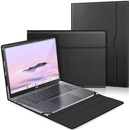 Fintie Laptop Sleeve for 14 Inch Chromebook with Pocket, PU Leather, Black | Fits for Acer Chromebook Plus 514 CB514-4HT, ASUS Chromebook Flip CX1 CX1400FKA-AS88F, Samsung Galaxy Chromebook Go - color: Black