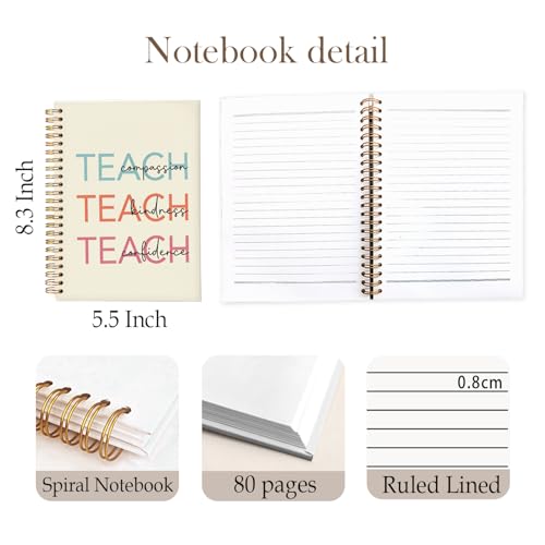 Teacher Notebook, Teacher Appreciation Gifts Journal For Women, Compassion Kindness Confidence Motivational Teach Love Inspire Notebooks, 5.5x8.3 Inch - color: Teach