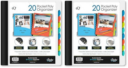 iScholar iQ+ 20 Pocket Folder with Zipper Pouch, White (34906-WH) (Pack of 2) - color: White, size: 20 Count (Pack of 2)