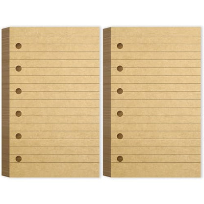 Ireer 6 Hole Mini Lined Paper Refill 200 Sheets Blank Planner Refills Loose Leaf Papers 3 x 5 Inches for Binders Planner Inserts Mini Ruled Filler Books Memo Papers Notebooks(Kraft) - color: Kraft