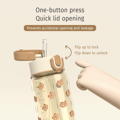 Evorie Tritan Kids Water Bottle with Straw, 13oz BPA-Free Leak-Proof Drinking Bottle for School & Travel, Lightweight Clear Water Bottle, Dishwasher Safe, for Kids Ages 3+ (Honey Bear) - color: Honey Bear