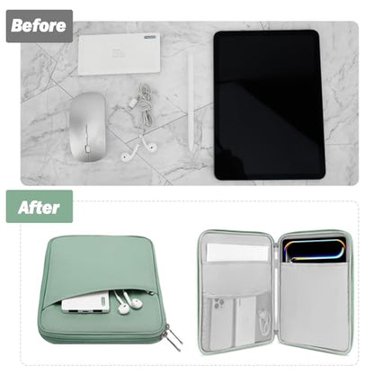 MoKo 9-11 Inch Tablet Sleeve Bag Carrying Case with Accessory Pocket | Fits iPad Air 11-inch M4, iPad Pro 11-inch M5, iPad A16 11-inch, iPad 10/9/8/7th and Tab S9/S8 11-inch, Cyan - color: Dark Green, size: 9-11 Inch