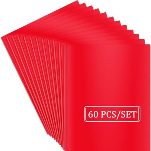 Heavy Duty Plastic Folder, 60 Pack, Pocket Folder with brads, Letter Size Poly File, Plastic Folders with 3 Prongs Fasteners - Red - color: Red, size: 60 PACK