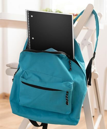 Dunwell 1 Subject Spiral Notebook (Black), Plastic Cover, 100 Sheets (200 Pages) 8x10.5 Paper, Wide Ruled for Easy Writing, 3-Hole Punched Perforated Pages, Divider with Pockets - color: Black
