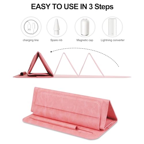 8-11 inch Tablet Sleeve Case with Pen Holder, Slim PU Lightweight Universal case with Foldable Stand for iPad 10th Generation 2022, iPad Pro 11, iPad mini6, Galaxy Tab S9/A9 Plus/A8 etc Pink - color: Pink