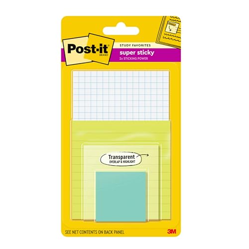 Post-it Super Sticky Notes, Multi-Size, Assorted Brights, 4 Lined Pads | School Supplies and Oﬃce Supplies, 2X the Sticking Power
