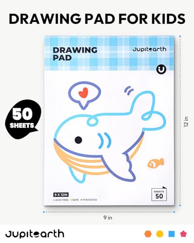 JUPITEARTH Sketch Pads, 2-Pack 50 Sheets 9x12 Inch Drawing Pad, Acid-Free Thickened Glue-Bound Sketchbook, Art Supplies, Drawing Paper for Coloring Painting for School - color: 2