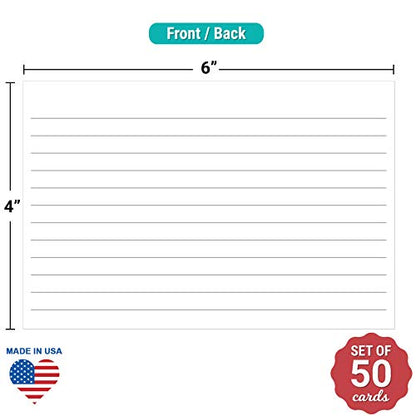 321Done Ruled Note Cards, 4x6 Thick Index Cards - Plain White Card Stock, Notecards & Stationery with Lines for Writing, Stamping - Made in USA, Set of 50 - No Envelopes - size: Standard (4 x 6)